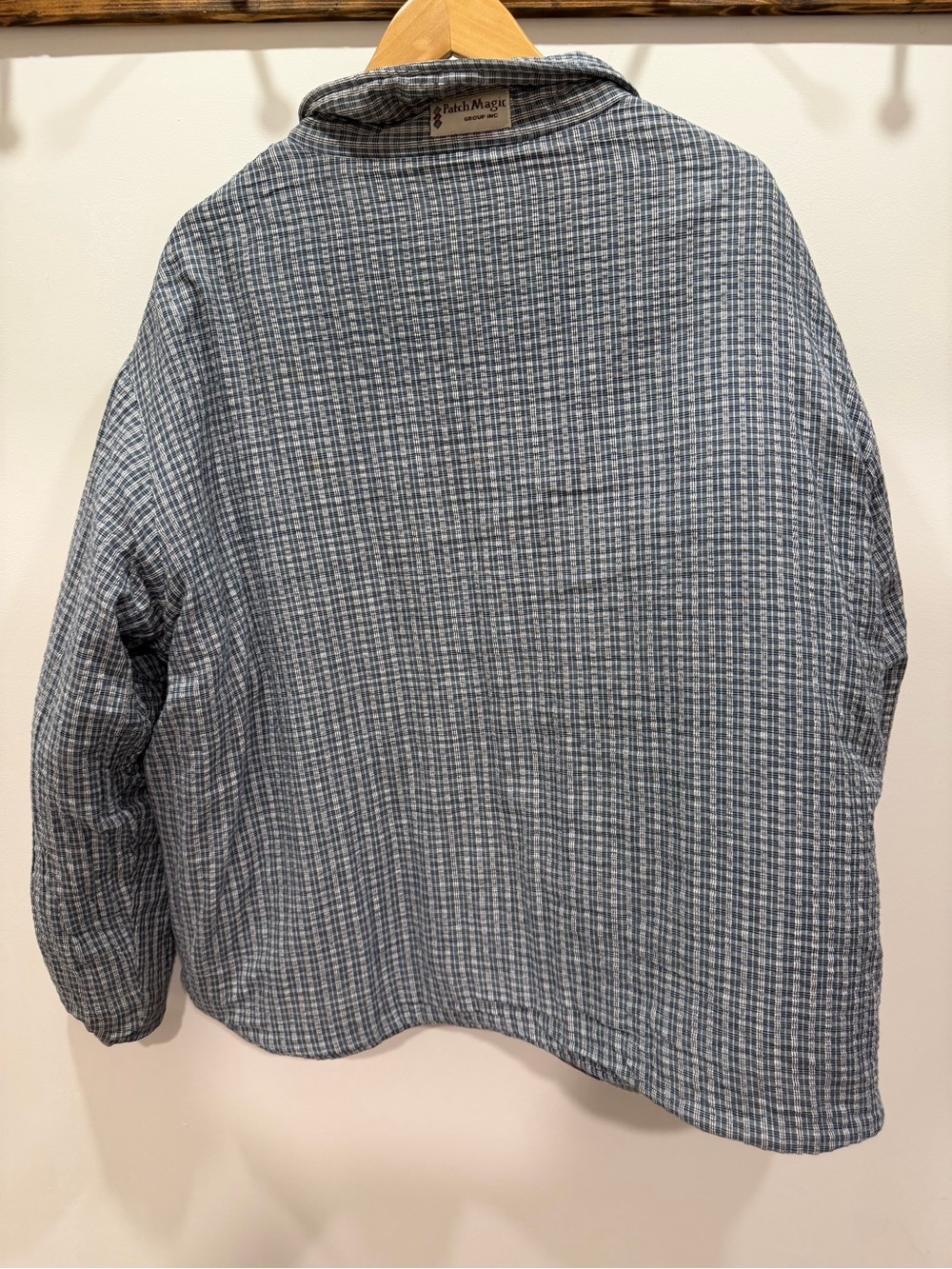 Patch Magic Co Reversible Blue Red Plaid Calico Cotton Star Quilt Jacket, XL - Picture 8 of 8